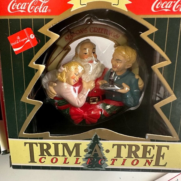 Vintage Coca Cola 4 ornaments trim a tree bottling works polar bear - Picture 5 of 7